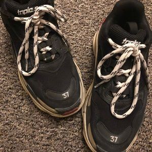 Balenciaga black triple s leather sneakers